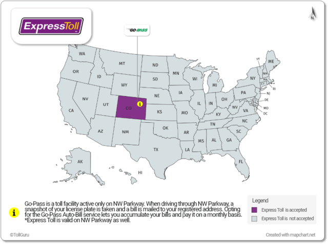 Express Toll is accepted in Colorado including Northwest Parkway