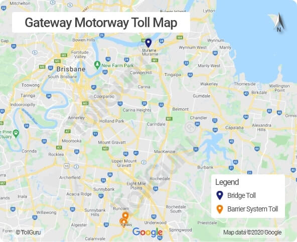 Gateway Bridge Brisbane toll booth locations