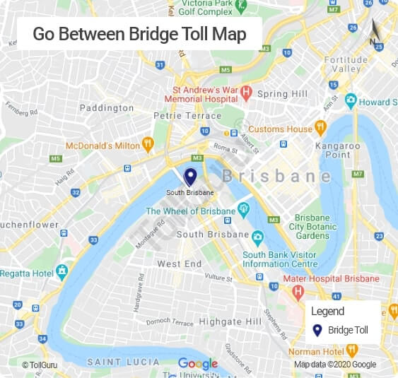 Go Between Bridge Brisbane toll booth locations